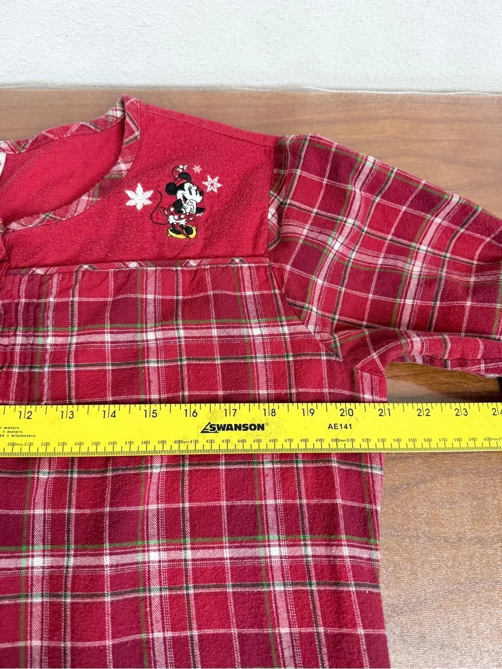 Vintage Disney Store Exclusive Red Plaid Flannel Minnie Mouse Nightgown M - Picture 6 of 9